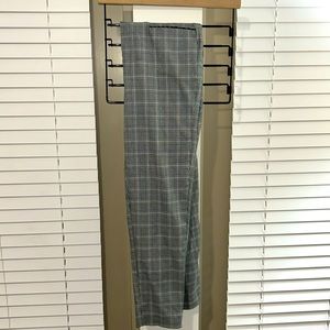 Black, gray, and white dress pants